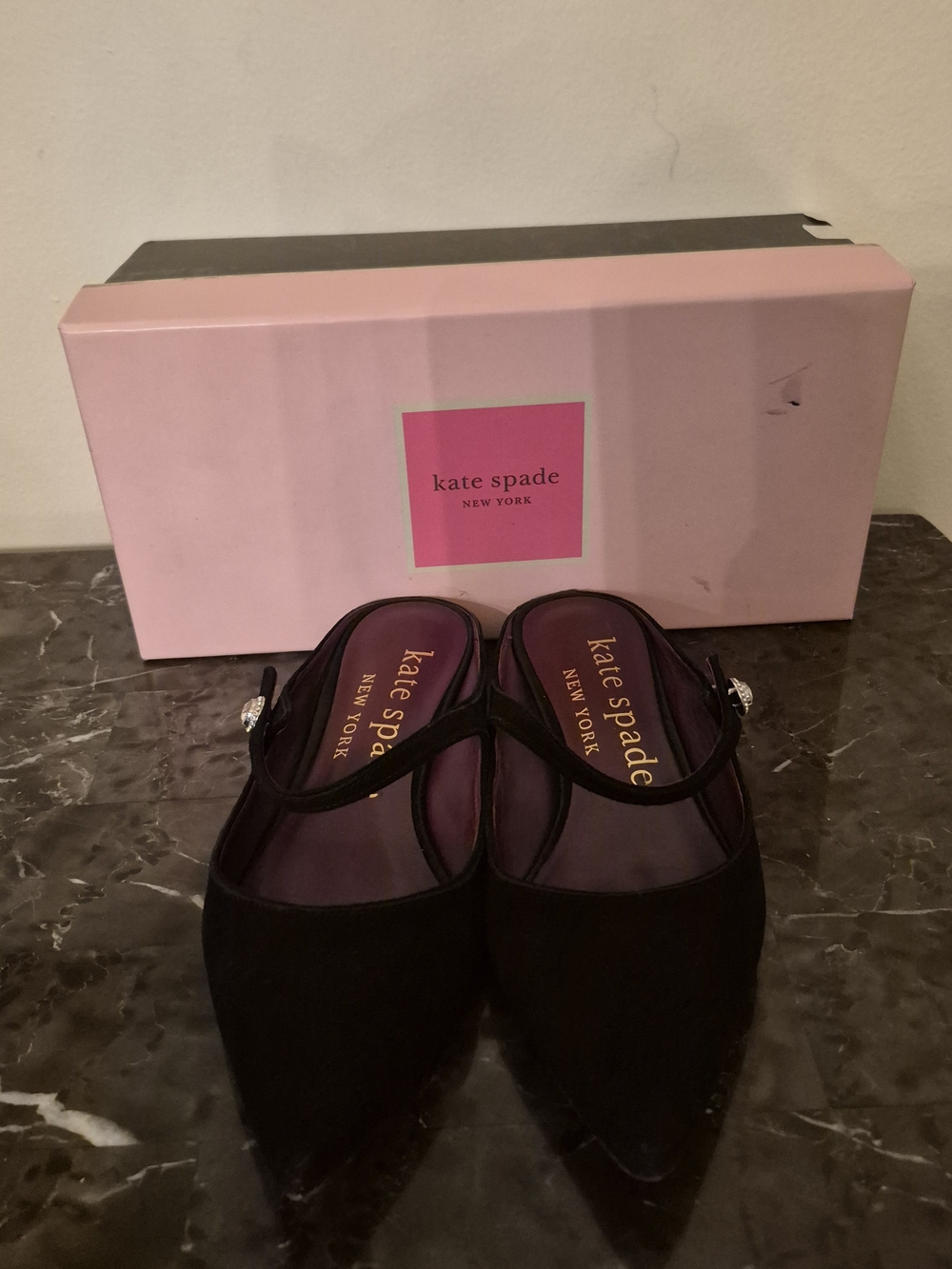 Kate Spade Black Pointed Toe Mary Jane Flats